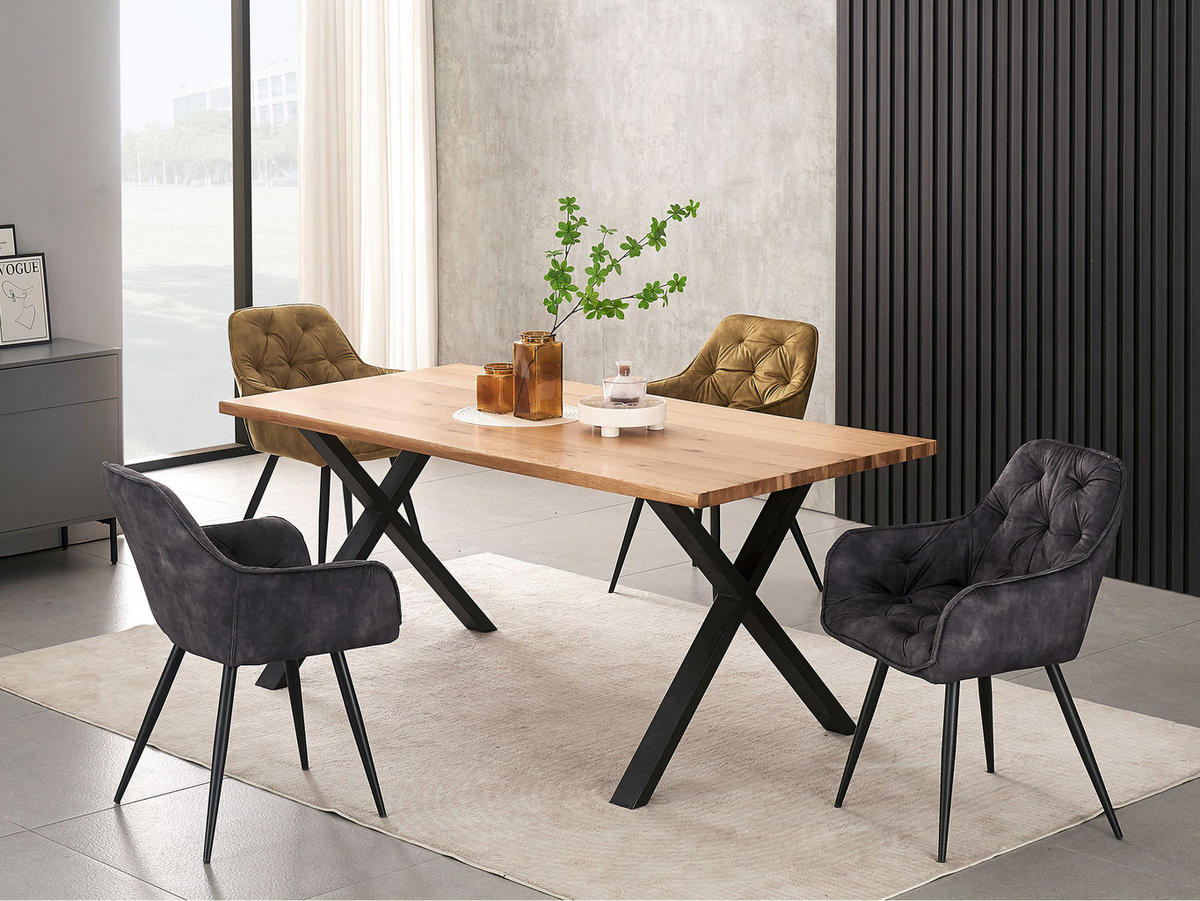 ARMLEHNSTUHL DIETER Anthrazit 2 Stück - Anthrazit, Textil/Metall (61/83/56cm) - B&D Home