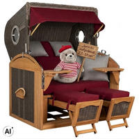 STRANDKORB XL Schillig Bullauge - Rot/Braun, Metall (142/170/95cm) - Mr. Deko