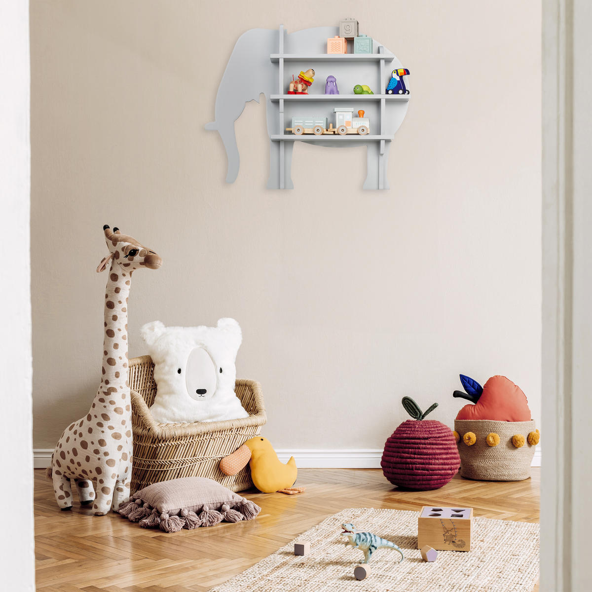 KINDERREGAL - Grau, Holzwerkstoff (63.5/50/10cm) - Relaxdays