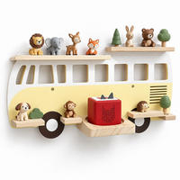 WANDREGAL Gelb Busform für 25 Hörfiguren - Gelb, Holz (62/32/13cm) - Relaxdays