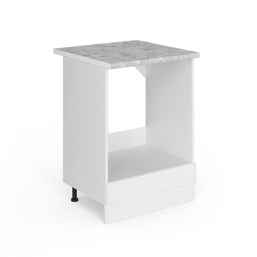 UNTERSCHRANK R-Line Weiß Hochglanz 60 cm mit Großnische mit Arbeitsplatte - Weiß Hochglanz/Weiß, Holzwerkstoff (60/81.6/60cm) - Vicco