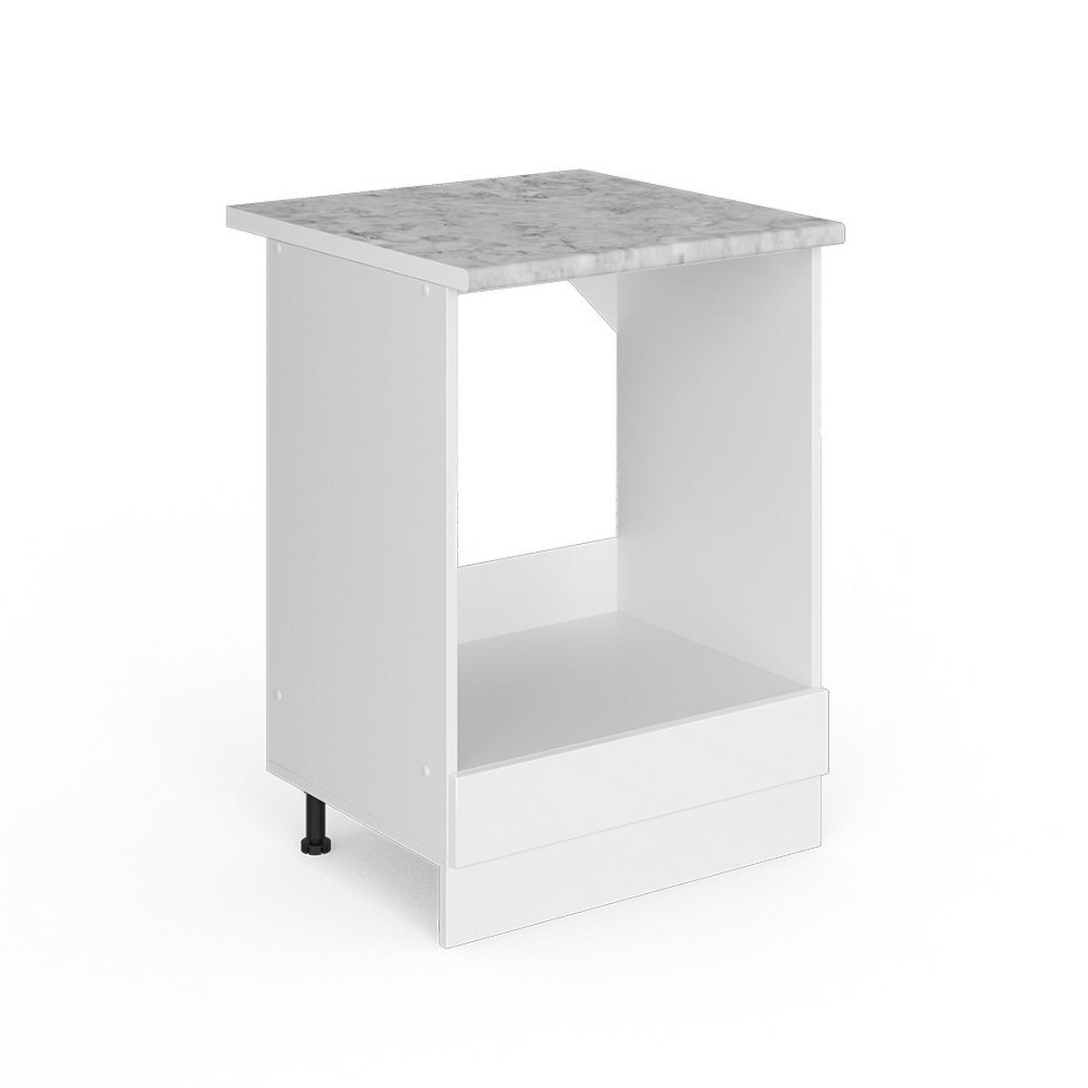 UNTERSCHRANK R-Line Weiß Hochglanz 60 cm mit Großnische mit Arbeitsplatte - Weiß Hochglanz/Weiß, Holzwerkstoff (60/81.6/60cm) - Vicco