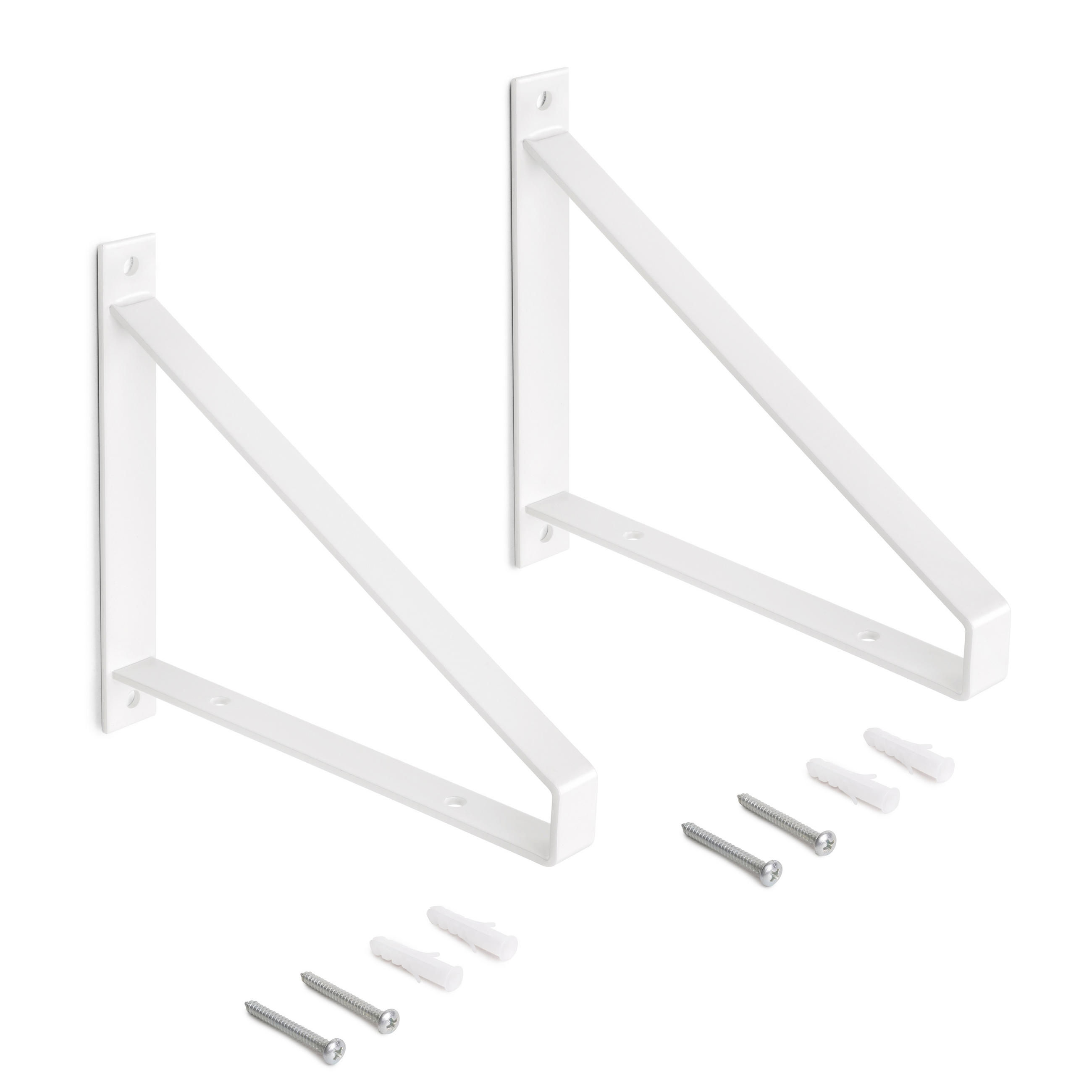 TRÄGER-SET für Regale in Holz Shelf mit dreieckiger Form, Stahl, Weiß - Weiß, Metall (2.5/19/20.8cm) - EMUCA