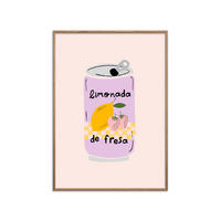 POSTER mit Rahmen Aislinn Simmonds - Strawberry Lemonade - Pink/Eichefarben, Holz/Papier (70/100cm) - Poster&Frame