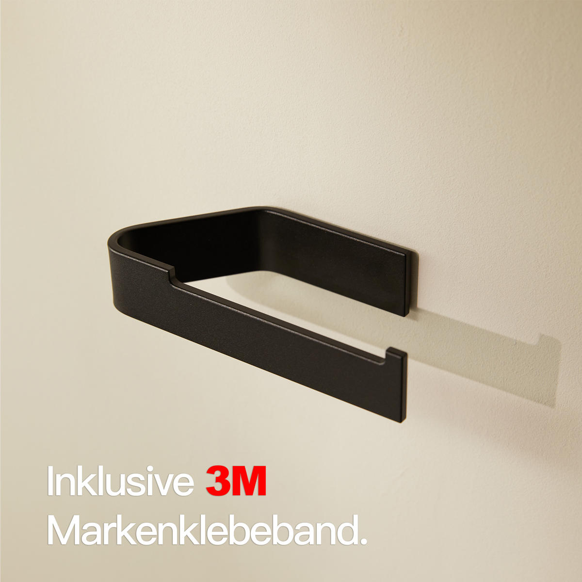 TOILETTENPAPIERHALTER OHNE BOHREN ohne Ablage Schwarz - Schwarz, Metall (17/4/8cm) - Designfabrik Hamburg