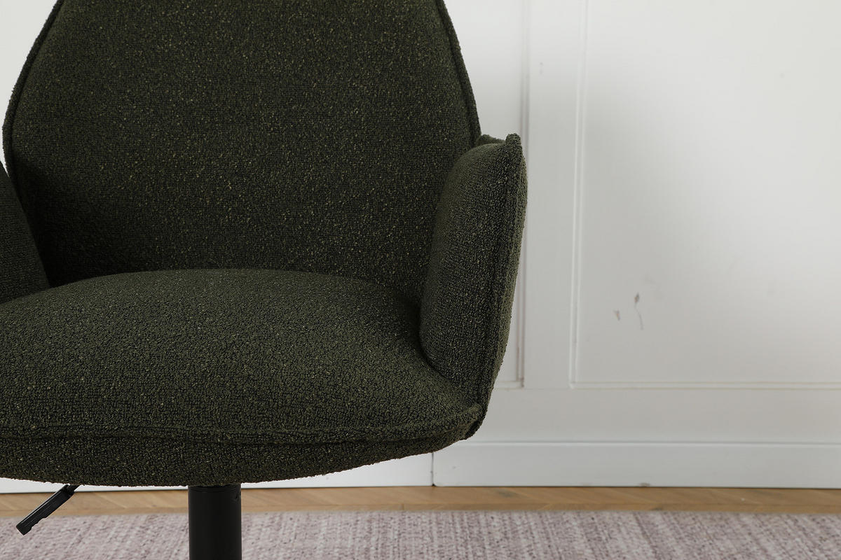 BÜRODREHSTUHL - Bouclé / Eisen - Schwarz/Olivgrün, Textil/Metall (57/85/62cm) - home24