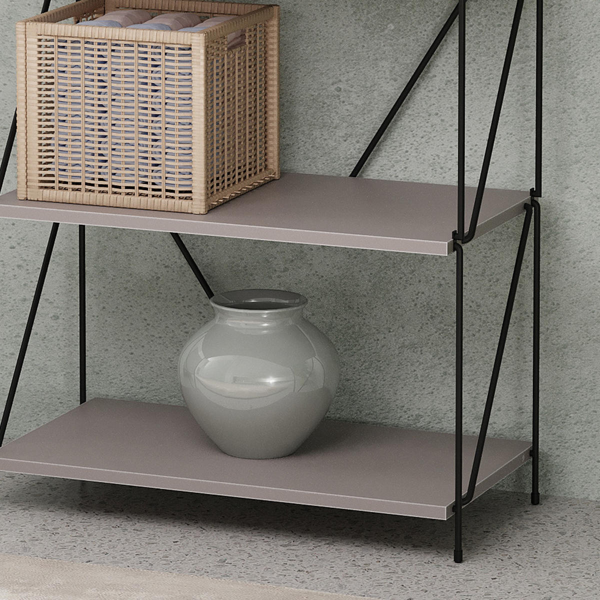 BÜCHERREGAL Ravix Greige/Schwarz 60 x 166.5 cm - Schwarz/Grau, Holzwerkstoff (60/166.5/30cm) - Vicco