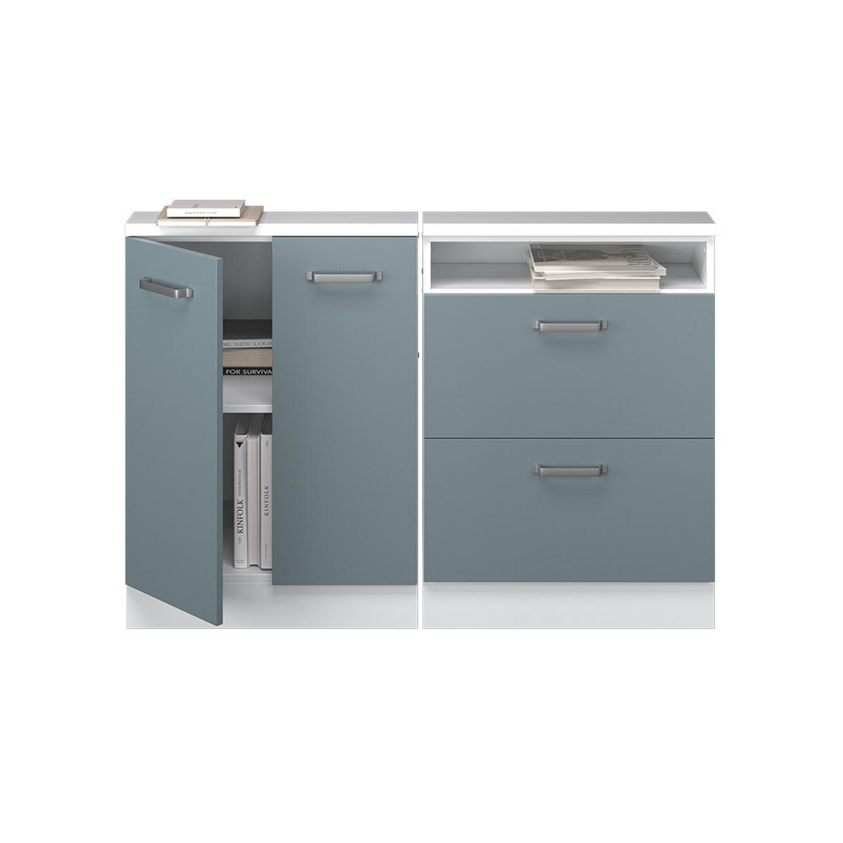 Blaugrau/Weiß, Holzwerkstoff (120/81.6/46cm) - Vicco