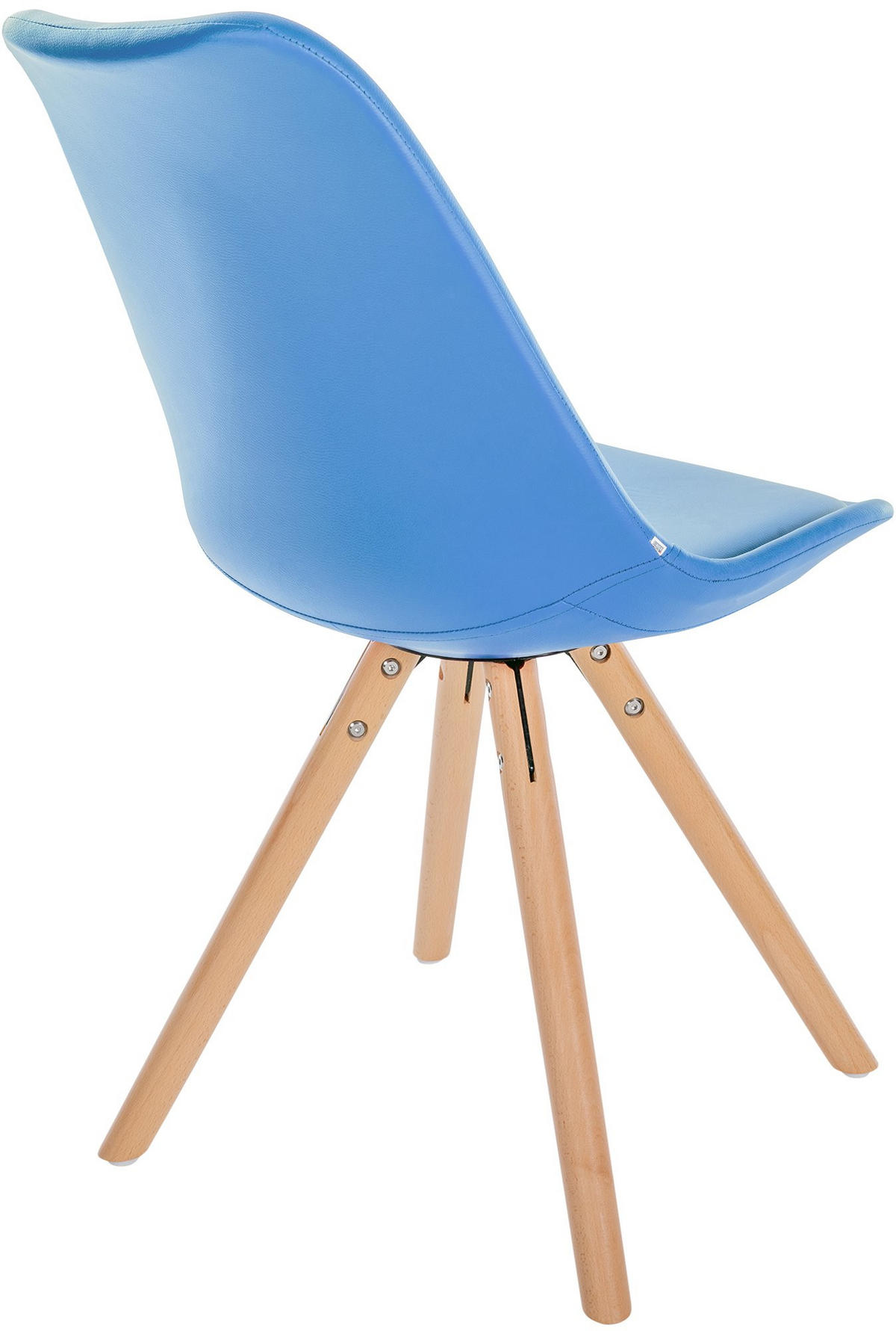 STUHL Lederlook hellblau - Eukalyptusholzfarben/Hellblau, Holz/Textil (48/81/54cm) - CLP