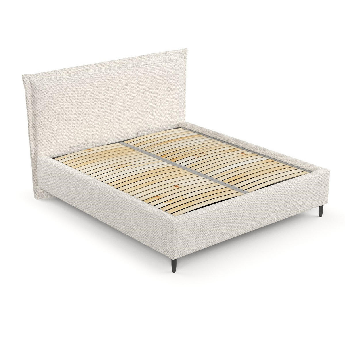 POLSTERBETT Cape Cod Creme 140/200 cm im Chenille-Stoff - Creme/Schwarz, Holz/Holzwerkstoff (140/200cm) - Maison de Reve