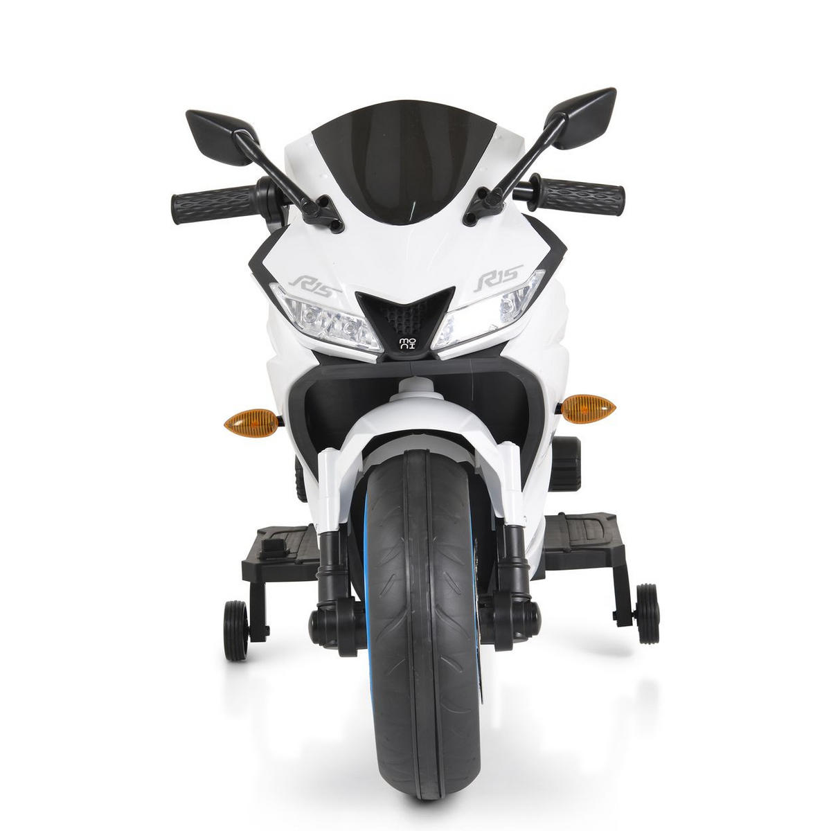 ELEKTROMOTORRAD Motocross weiß MP3-Funktion Bluetooth Stützräder Lichter - Weiß, Kunststoff (120/60/74cm) - Moni