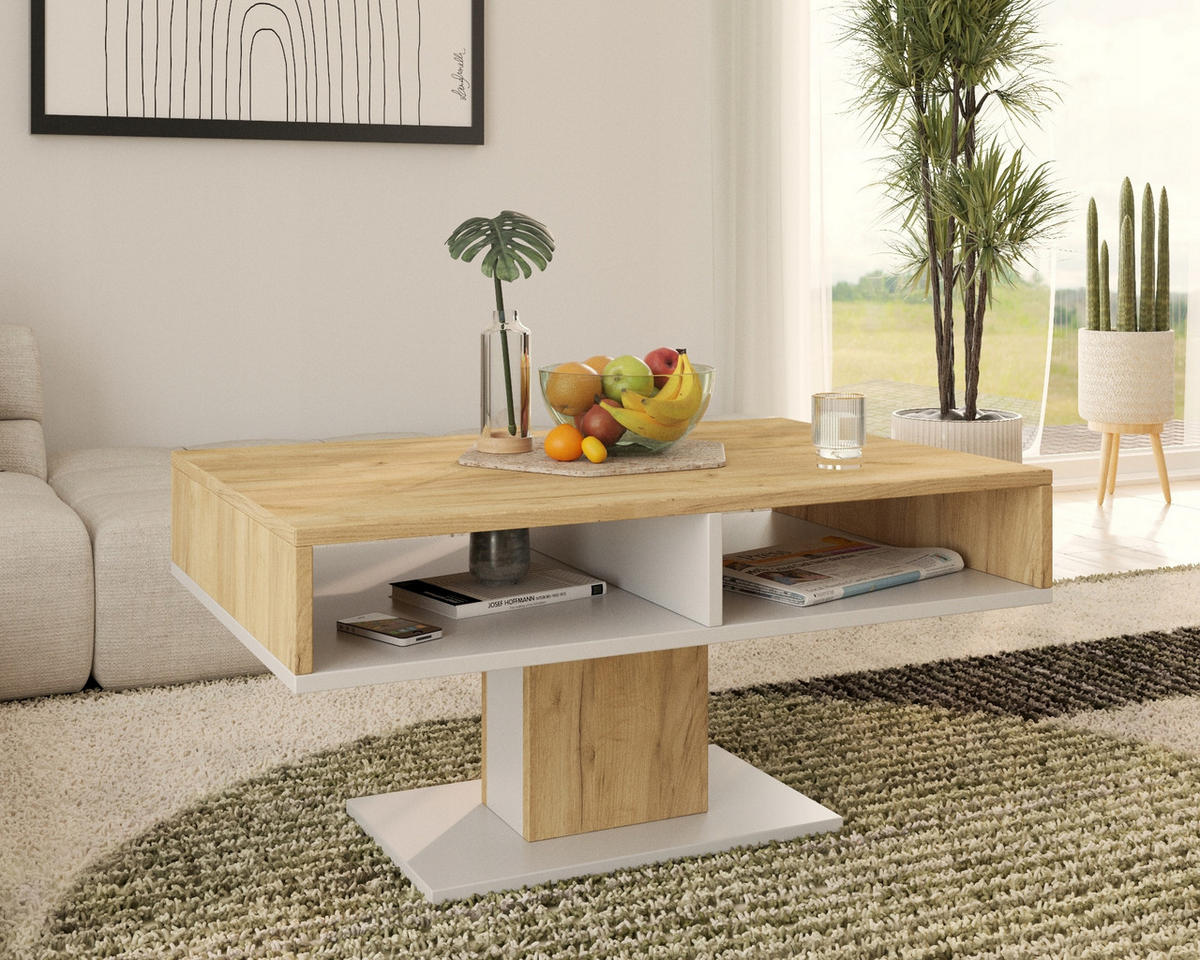 COUCHTISCH INES Artisan Eiche-Weiß 100/50/50 cm - Multicolor, Holzwerkstoff (50/100/50cm) - Matkam Möbel