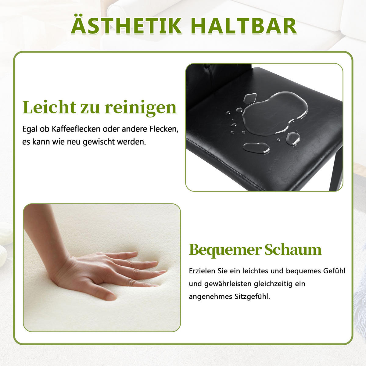 STUHL-SET DE-36651 4 Stück mit PU-Bezug und Metallbeinen Schwarz - Schwarz, Metall (46/89/42cm) - ComfortXL