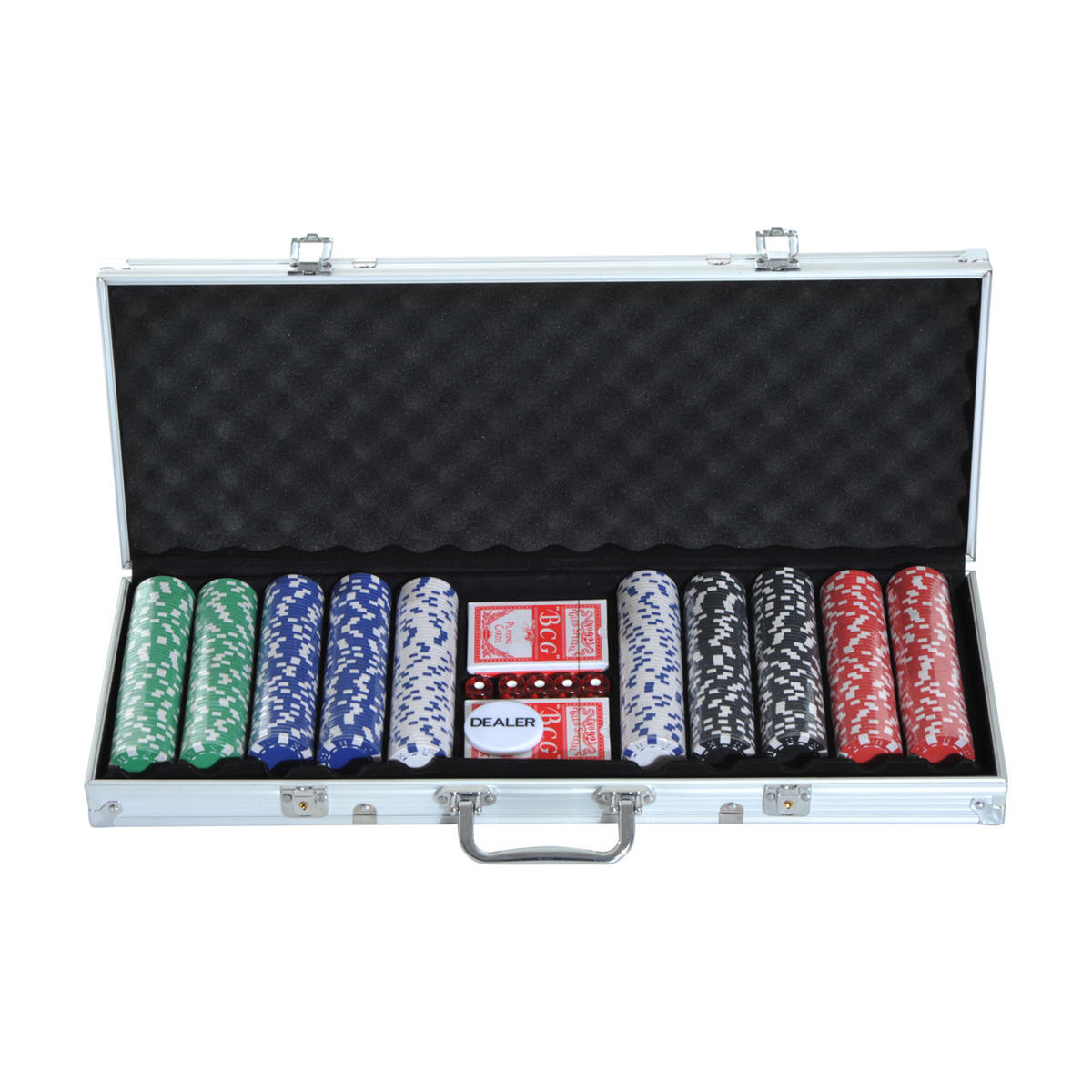 POKERKASETTE DE-18670 500 Jetons, 2 Kartendecks Aluminium - Silberfarben, Metall (22/555cm) - ComfortXL