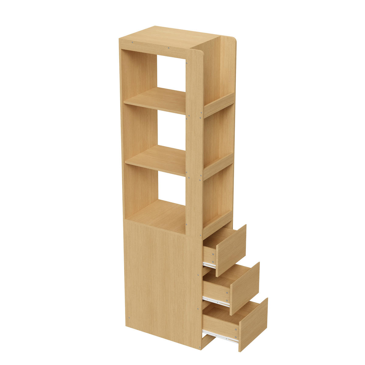 BÜCHERREGAL 60cm 200cm hoch Schubladen Anti-Kipp modern - Eichefarben, Holzwerkstoff (60/200/40cm) - FLIEKS
