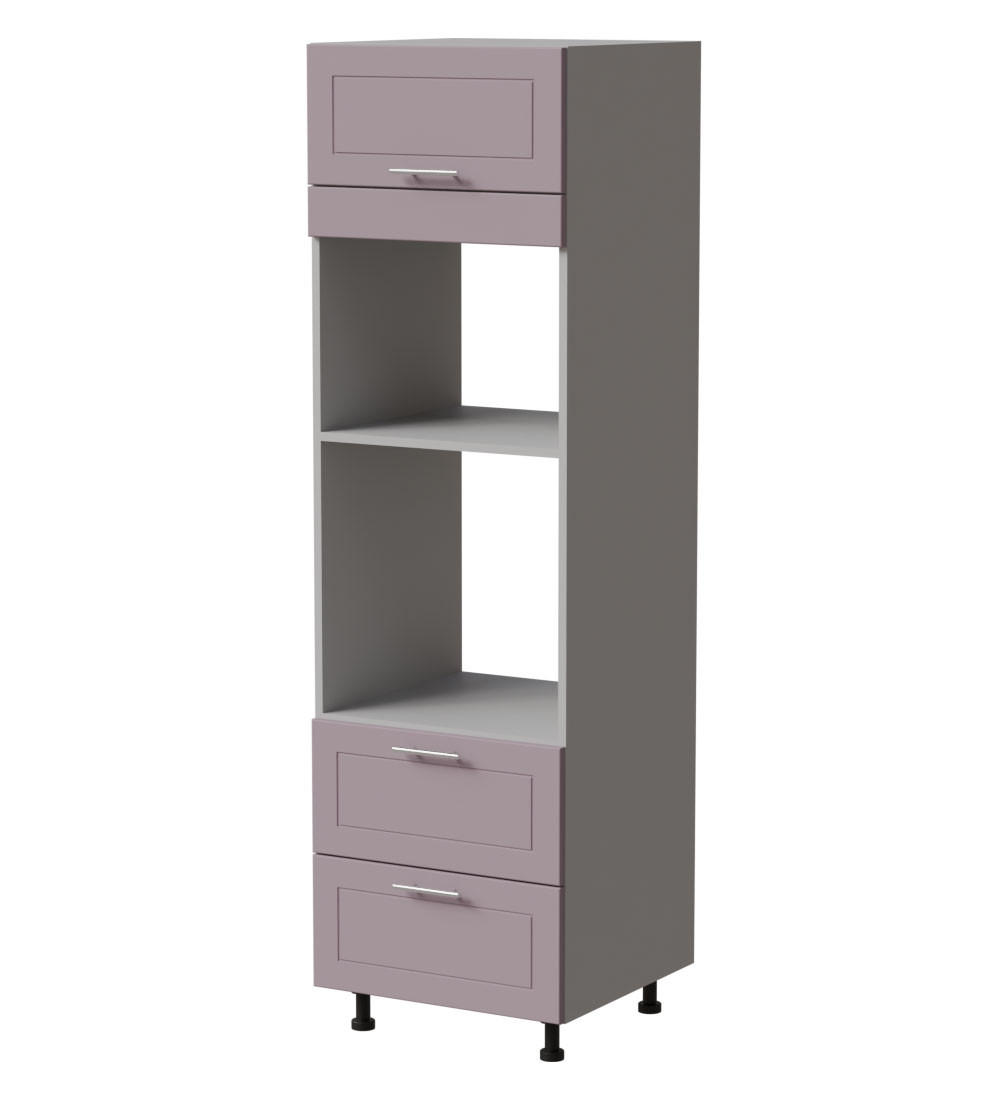 BACKOFENUMBAUSCHRANK Bari D14/RU/2 284 Grau / RAL 4009 pastellviolett 60 / 59 / 207cm Blum Teilauszug - Violett/Grau, Holz/Holzwerkstoff (60/207/59cm) - Feldmann-Wohnen