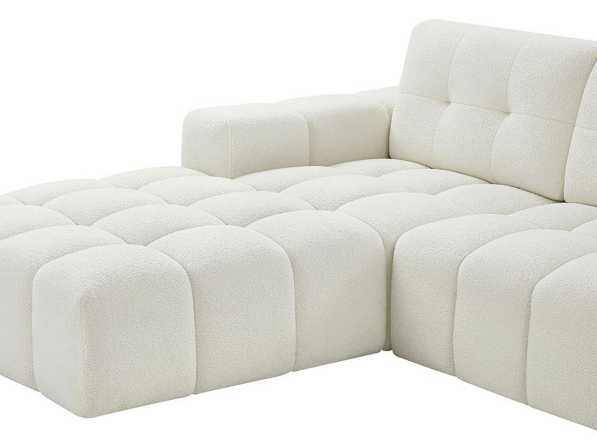 ECKSOFA - Ecke links - Bouclé-Stoff - Weiß - SOPELANA - Weiß, Textil (278/190cm) - Vente-Unique