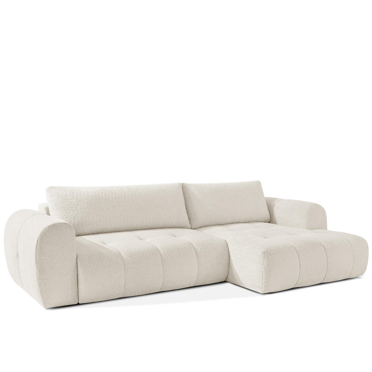 ECKSOFA RECHTS LIRA, Weiß, Bouclé - Weiß, Holz/Holzwerkstoff (295/112cm) - KONSIMO®