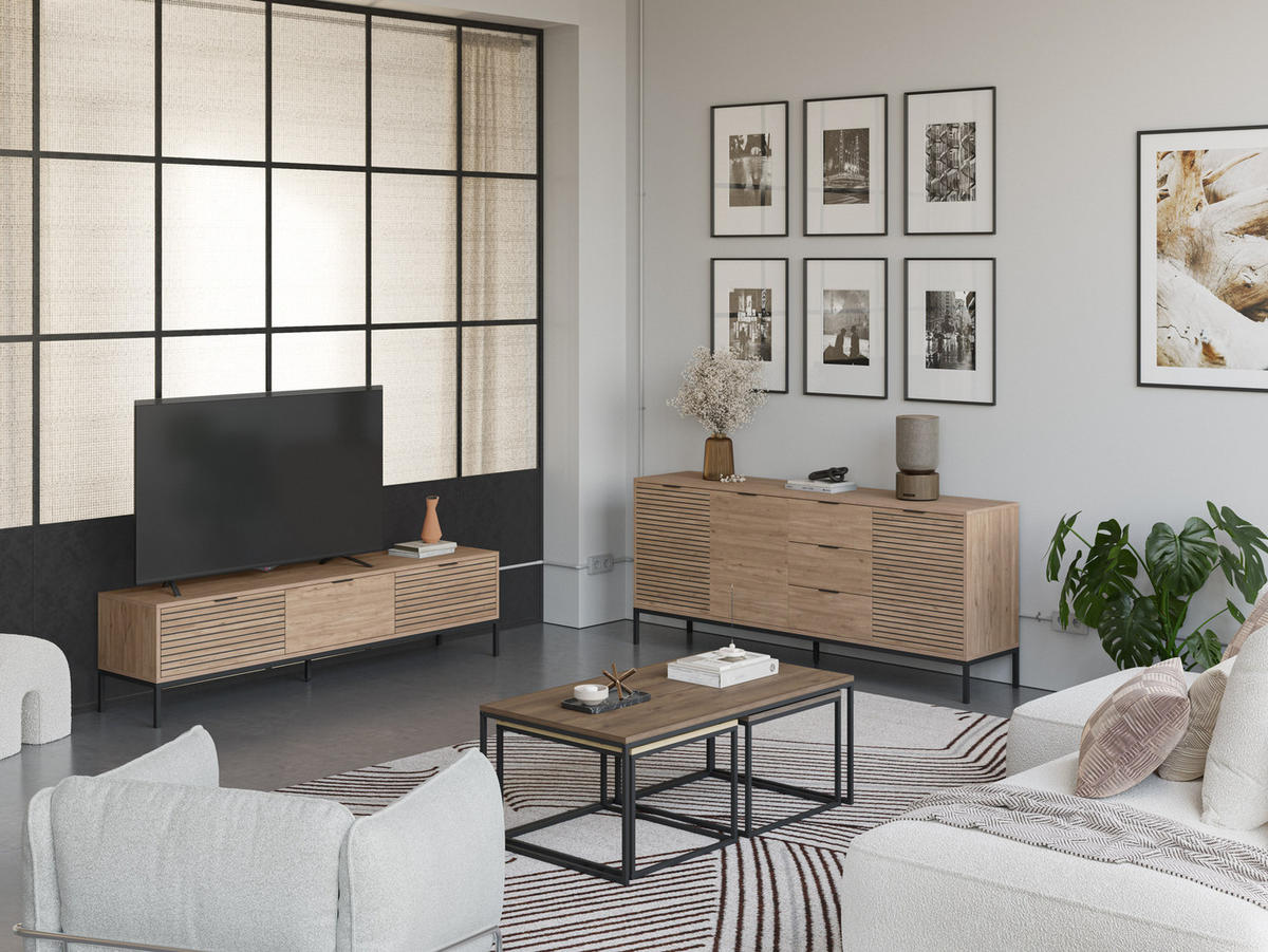 TV-STÄNDER Ariel Braun 180/40/48 cm - Braun, Holz (40/48/180cm) - Calicosy