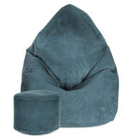 SITZSACK MIT FUßSTÜTZE Kordsamt 2-tlg Ocean Depths M - Blau, Textil (80/120/80cm) - Dreamroots
