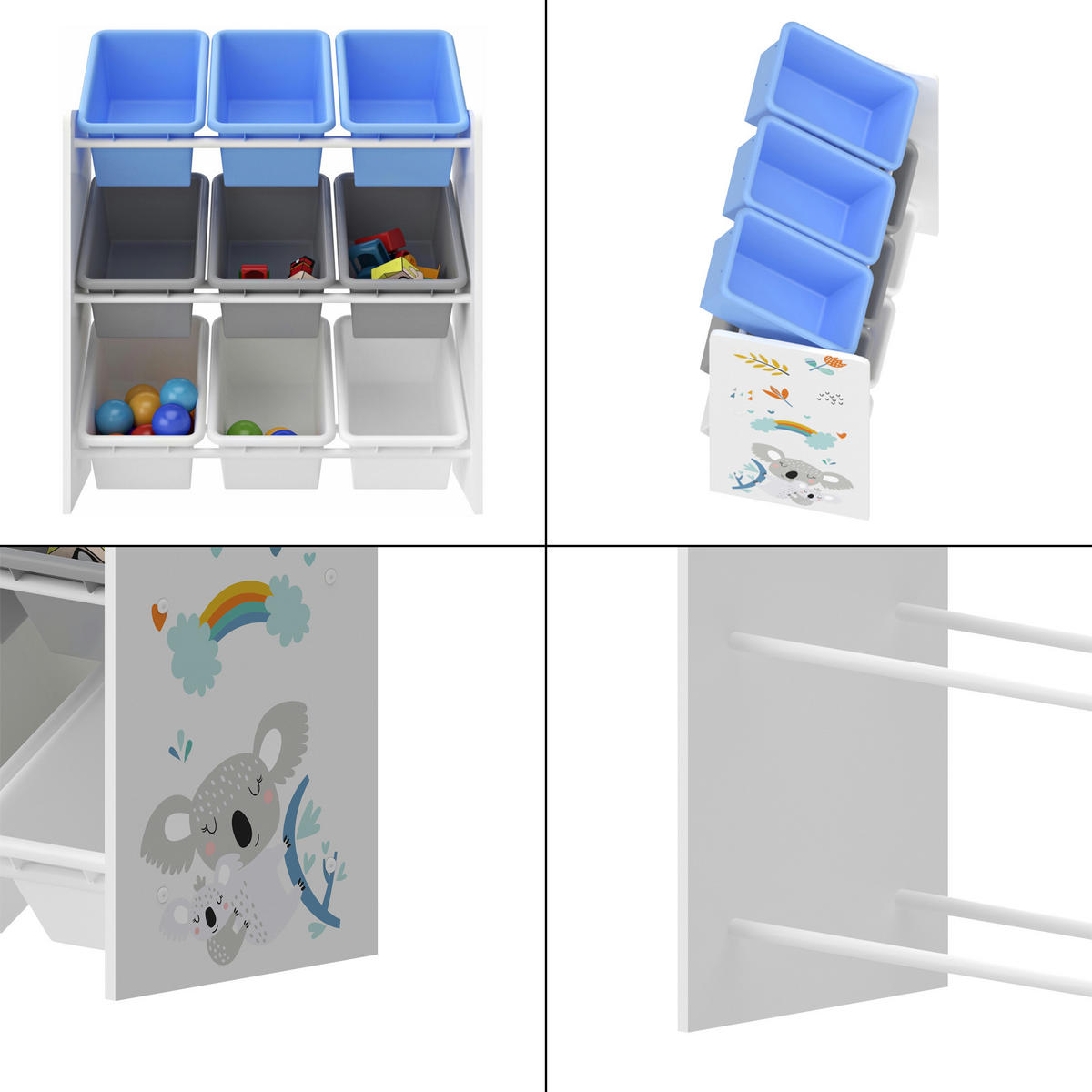 KINDERREGAL Muxía - Blau/Weiß, Holzwerkstoff/Kunststoff (62/60/26.5cm) - [en.casa]