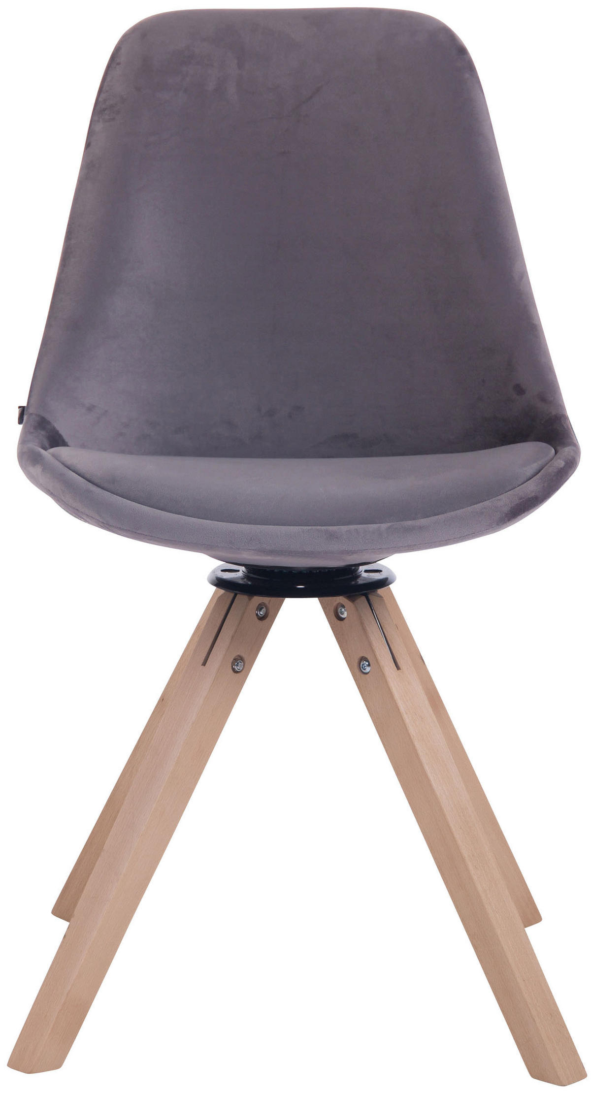 STUHL Samt dunkelgrau - Eukalyptusholzfarben/Dunkelgrau, Holz/Textil (48/84/56cm) - CLP