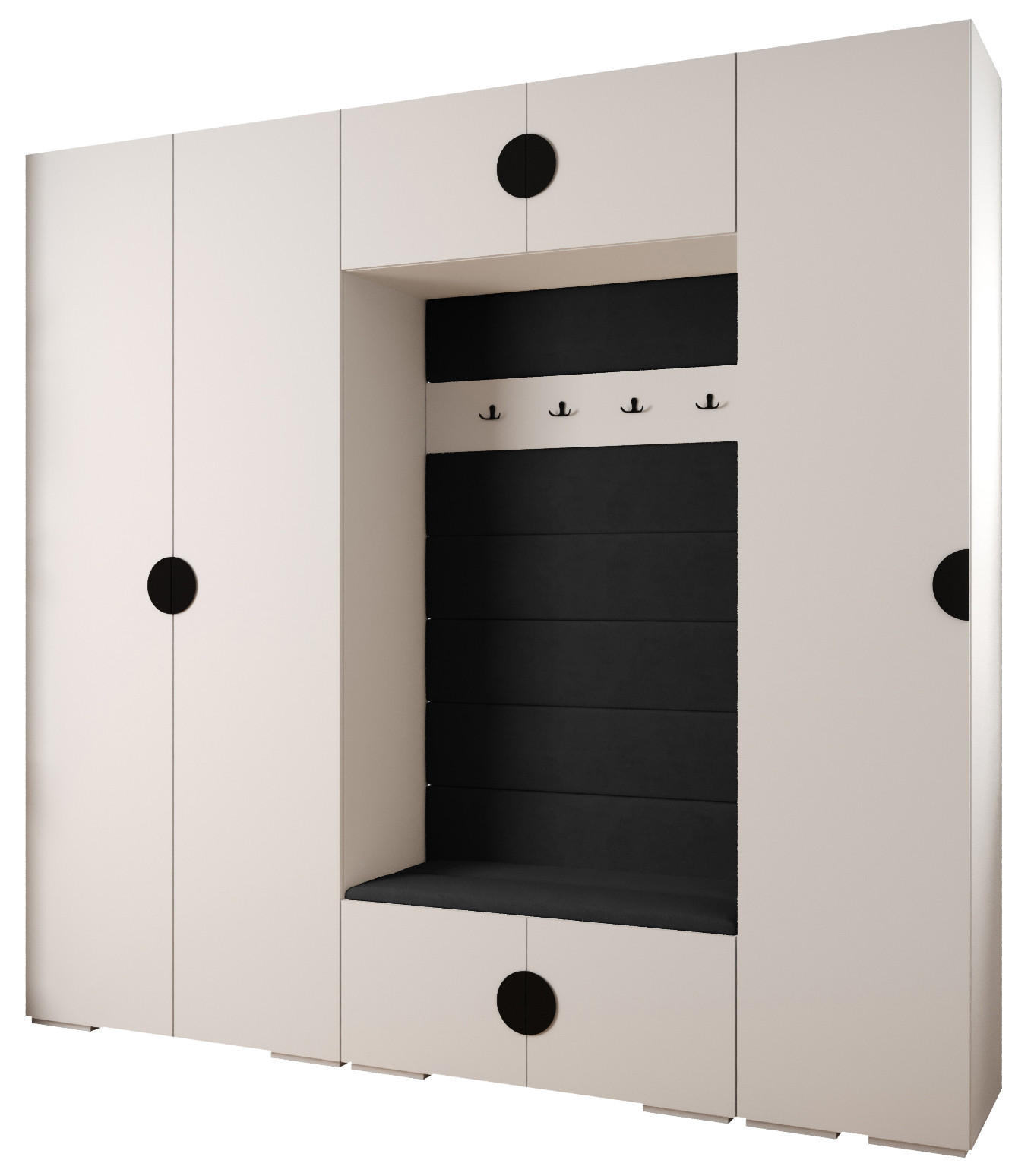 Abiks Möbel Garderoben-Set Weiß, Schwarz, Schwarz 250x236.7x47 cm