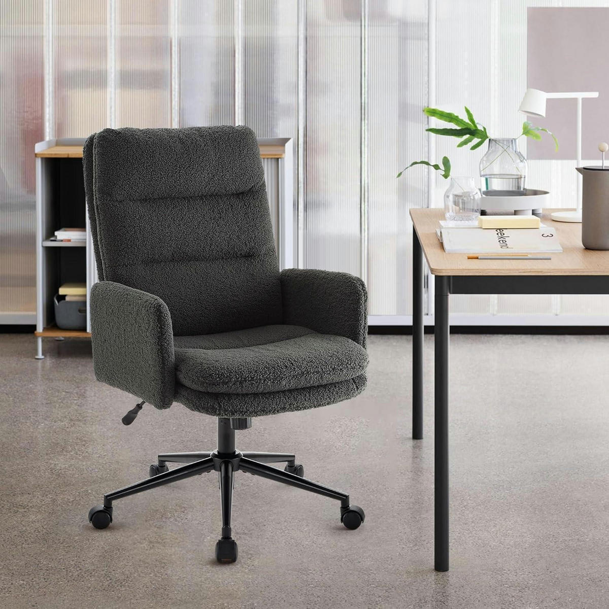 BÜROSTUHL mit Rollen Dunkelgrau - Anthrazit, Textil (72/106/72cm)