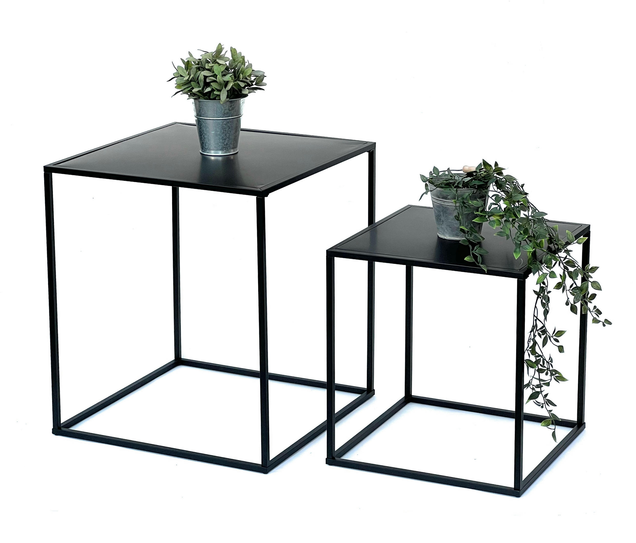 COUCHTISCH 2er Set Schwarz Metall - Schwarz, Metall (52/52/60cm) - DanDiBo