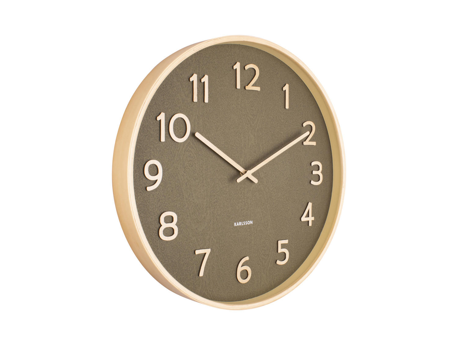 WANDUHR Pure Wood Grain Ø40/4,5 cm - Grün, Holz (40/40/4.5cm) - Karlsson