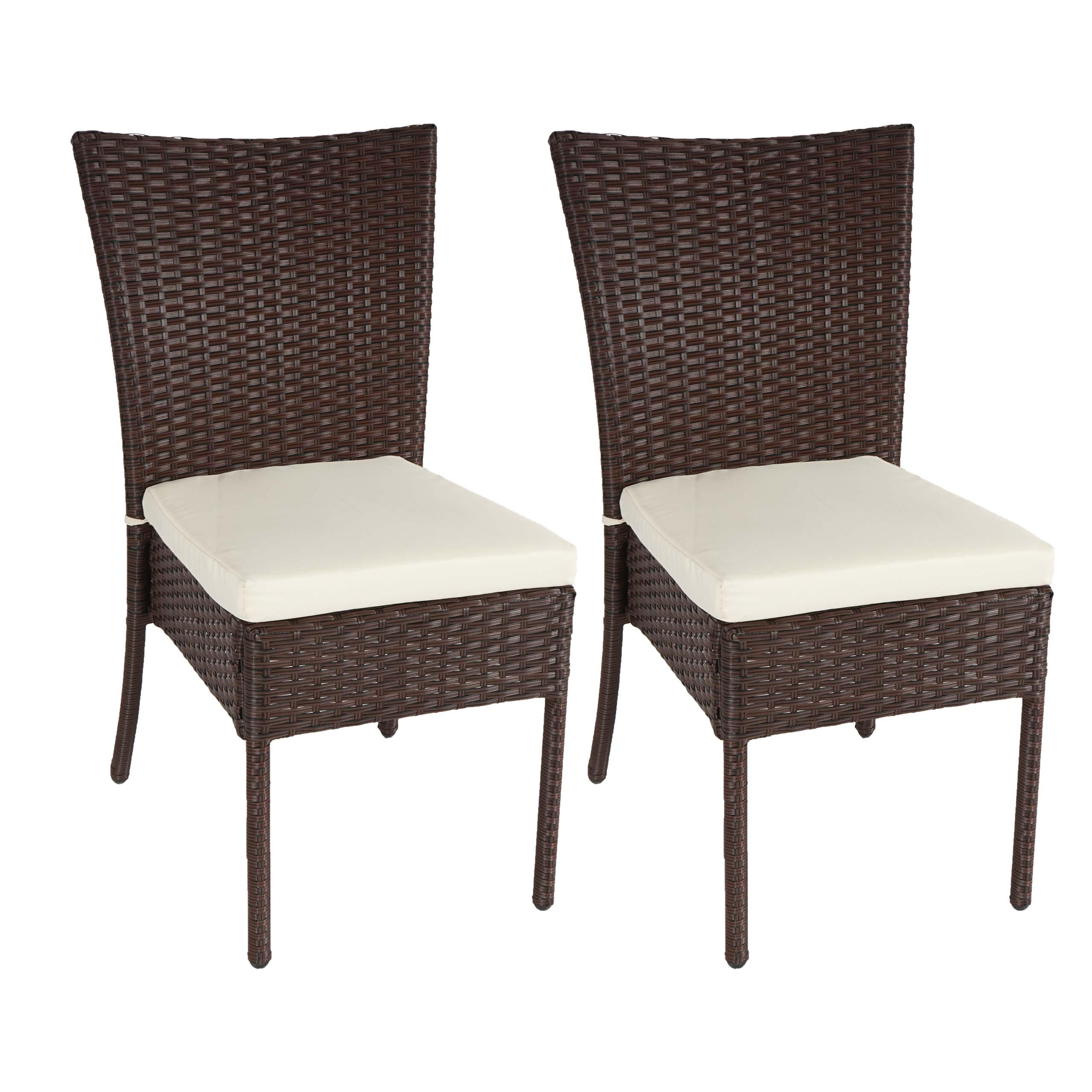 POLY-RATTAN STUHL Braun, Cremeweiß 2er-Set - Braun/Weiß, Kunststoff (52/90/58cm) - MCW