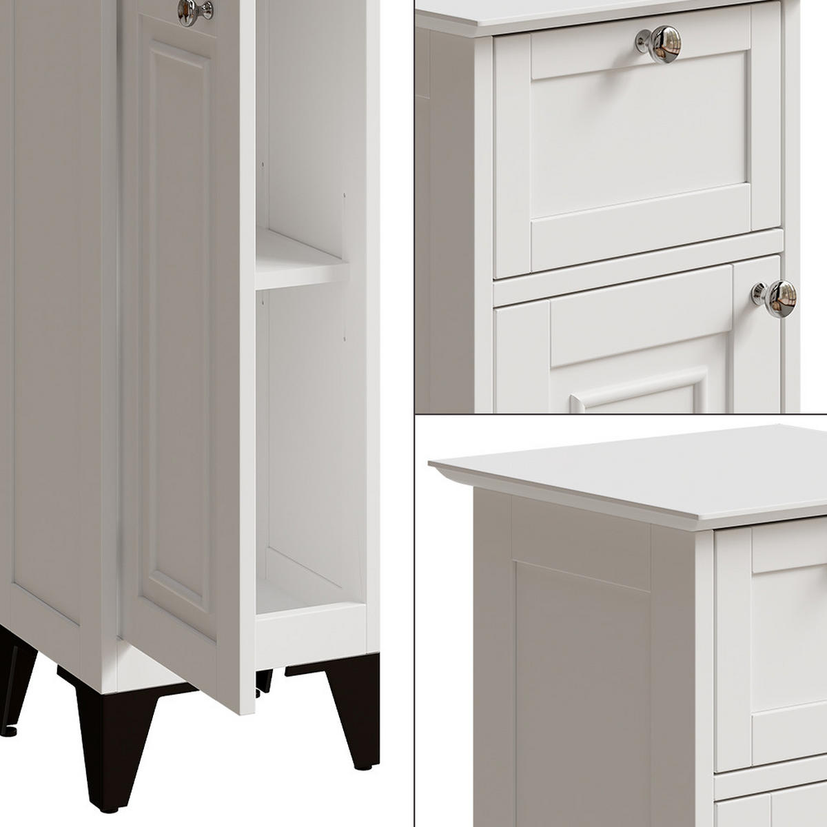 BADSCHRANK Vanity Weiß 32 x 92 cm mit Schublade - Weiß, Holzwerkstoff (32/92/30cm) - Vicco
