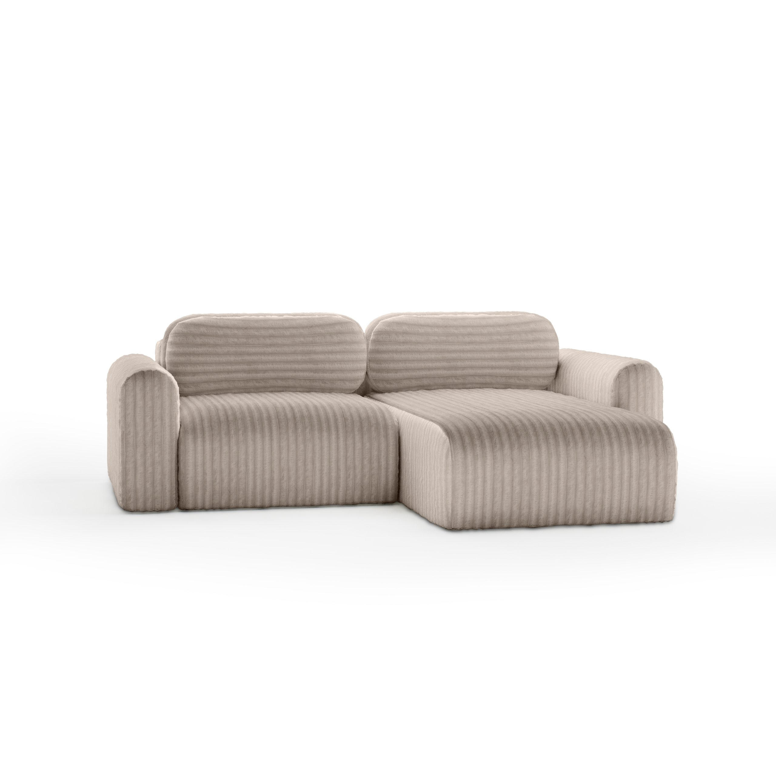 ECKSOFA mit Schlaffunktion Emmen Mini, Hellbraun - Hellbraun, Textil (246/100cm) - Fedve