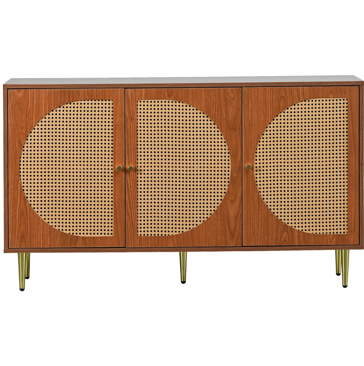 SIDEBOARD 129.8/40/76 cm Walnuss aus Spanplatte mit Rattan-Webung - Walnussfarben, Holzwerkstoff (40/76/129.8cm) - OKMYHOME