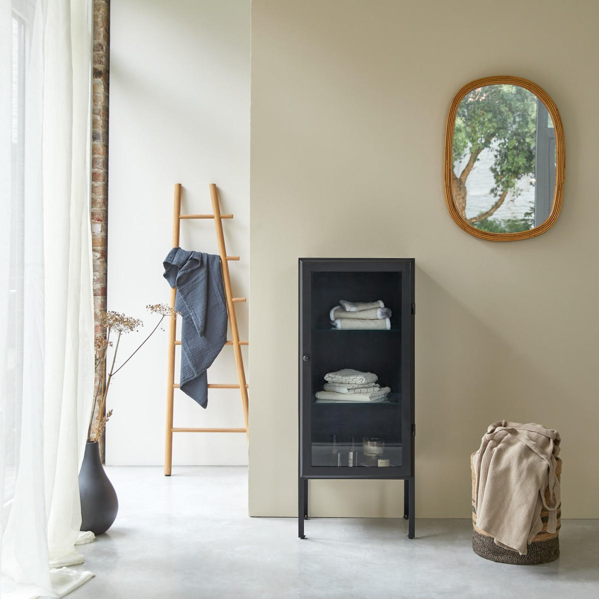 HOCHSCHRANK Lison Schwarz aus Metall - Schwarz, Metall (50/120/35cm) - Tikamoon
