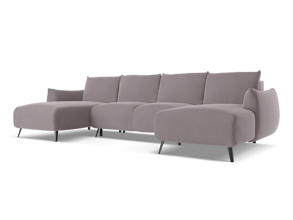 WOHNLANDSCHAFT Samt Stoff Violett - Lila/Flieder, Textil/Metall (317/86/162cm) - Makamii