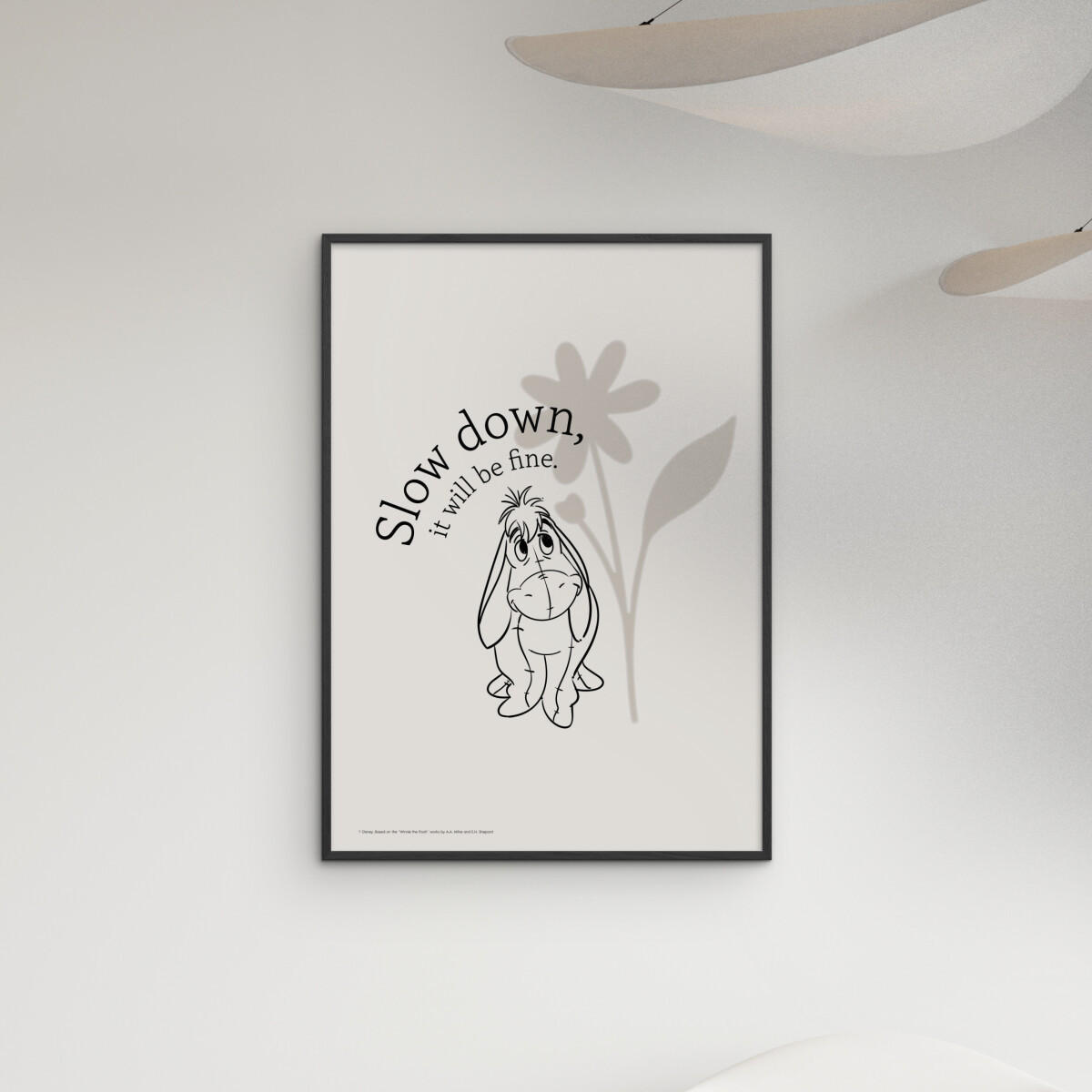POSTER mit Rahmen Disney - Disney's Eeyore Slow Down - Beige/Schwarz, Holz/Papier (50/70cm) - Poster&Frame
