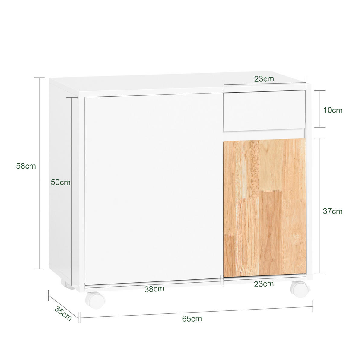 ROLLCONTAINER Weiß - Weiß, Holzwerkstoff (65/58/25cm) - SoBuy