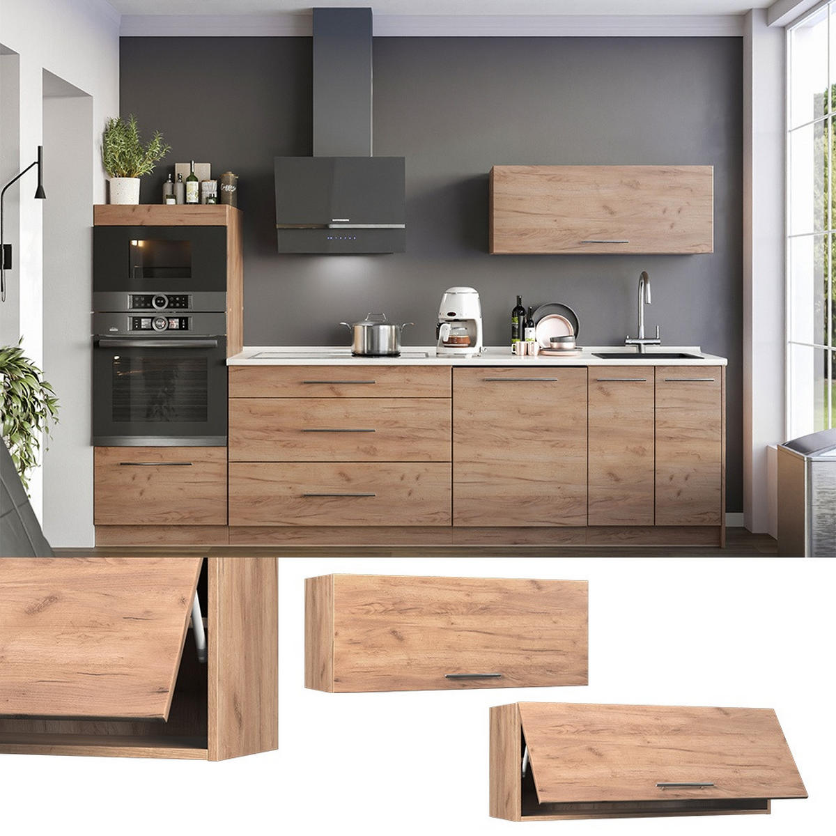 HÄNGESCHRANK Fame-Line, Goldkraft Eiche/Goldkraft Eiche, 100 cm, AP Eiche - Honigeiche, Holzwerkstoff (100/40/34.1cm) - Vicco