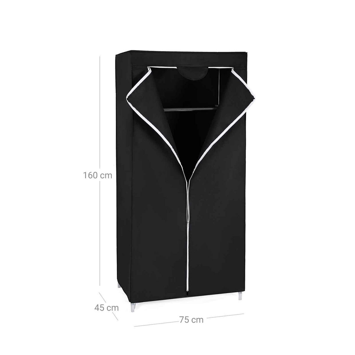 STOFFSCHRANK KLEIDERSCHRANK - Schwarz, Textil (45/75cm) - Hansiro