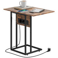 BEISTELLTISCH DE-08763 mit Ladestation & USB-Ports Braun - Braun, Metall (39/29/57cm) - ComfortXL