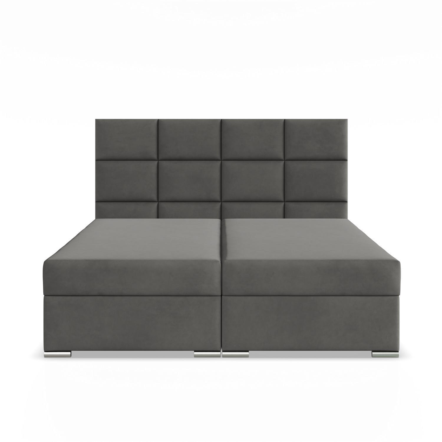 BOXBETT MIT KOPFTEIL 140x200 CALVI, Grau - Graphitfarben, Textil (140/200cm) - Mebligo