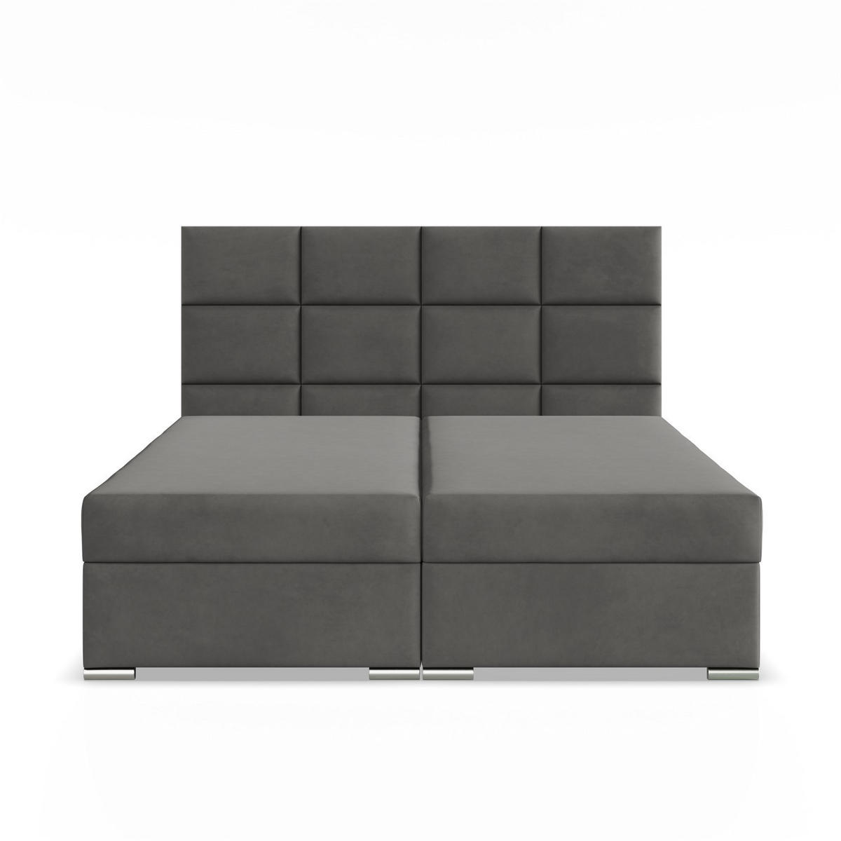 BOXBETT MIT KOPFTEIL 140x200 CALVI, Grau - Graphitfarben, Textil (140/200cm) - Mebligo