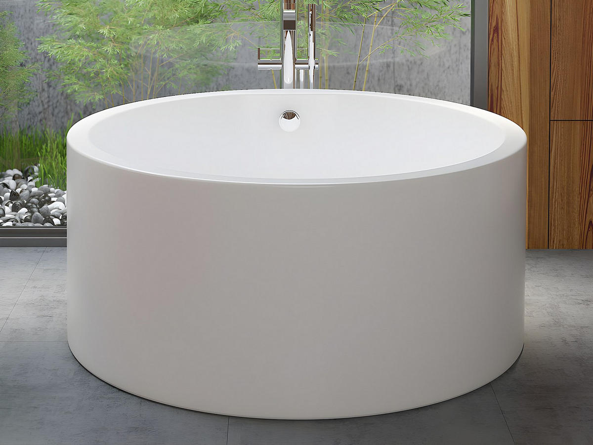 FREISTEHENDE Badewanne - 1 Person - acryl - weiß Laguno - Weiß, Kunststoff (130/58/130cm) - Vente-Unique