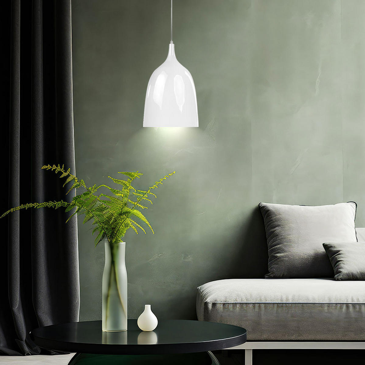 HÄNGELEUCHTE JOE Weiß Silber - Weiß, Metall (27/27/110cm)