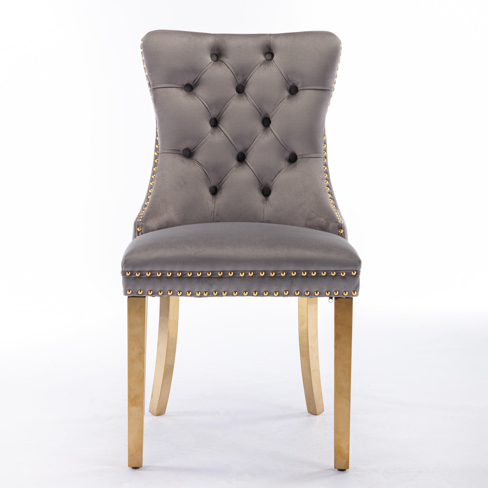 STUHL-SET DE-36289 2 Stück mit goldenen Beinen Grau - Grau, Holz (50/95/65cm) - ComfortXL