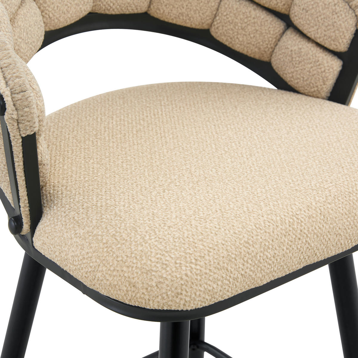 BARHOCKER 4er-Set Beige aus Samt mit Rückenlehne und Metallbeinen - Beige, Metall (56/98.5/50.5cm) - PANGIVO