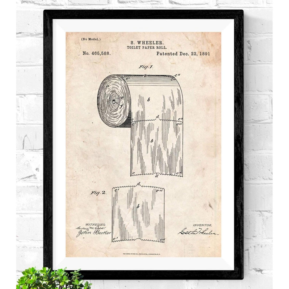POSTER Vintage Toilettenpapier Patent Vintage Größe A3 Rahmenlos - Klar, Papier (29.7/1/42cm) - Nacnic