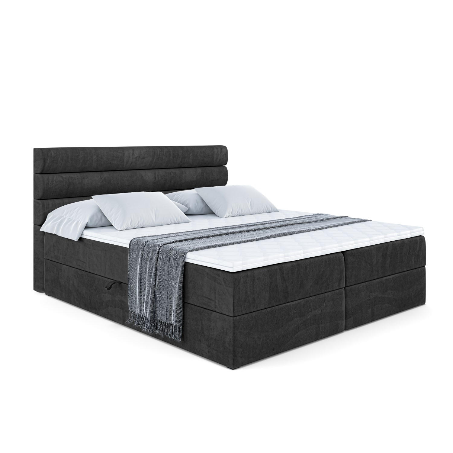 ALTDECOR AMERICKÁ postel s matrací H4 a lamelovým roštem – CELESTIA – 200 x 200 cm – H4 – černá
