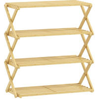 FALTBARES Schuhregal 4 Ebenen 60/29/67 cm aus Bambus in Natur - Naturfarben, Naturmaterialen (60/67/29cm) - BEAOK
